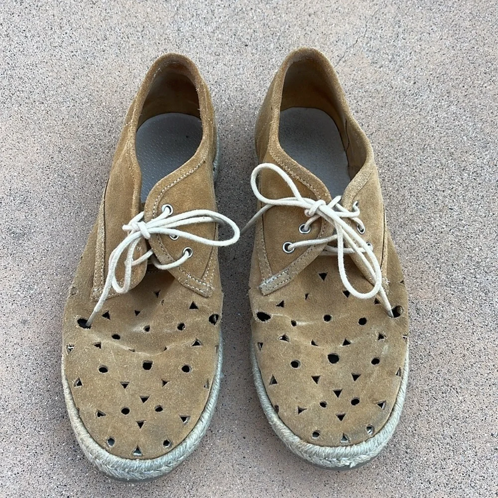 Seychelles Lace-up Espadrille Sneaker 100% Leather Suede Size 9 Neutral Coastal